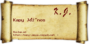 Kapy János névjegykártya